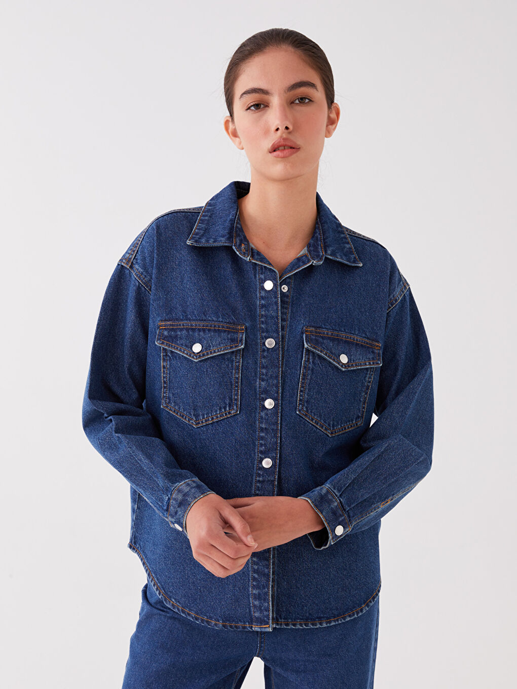 Oversized denim hotsell shirt jacket