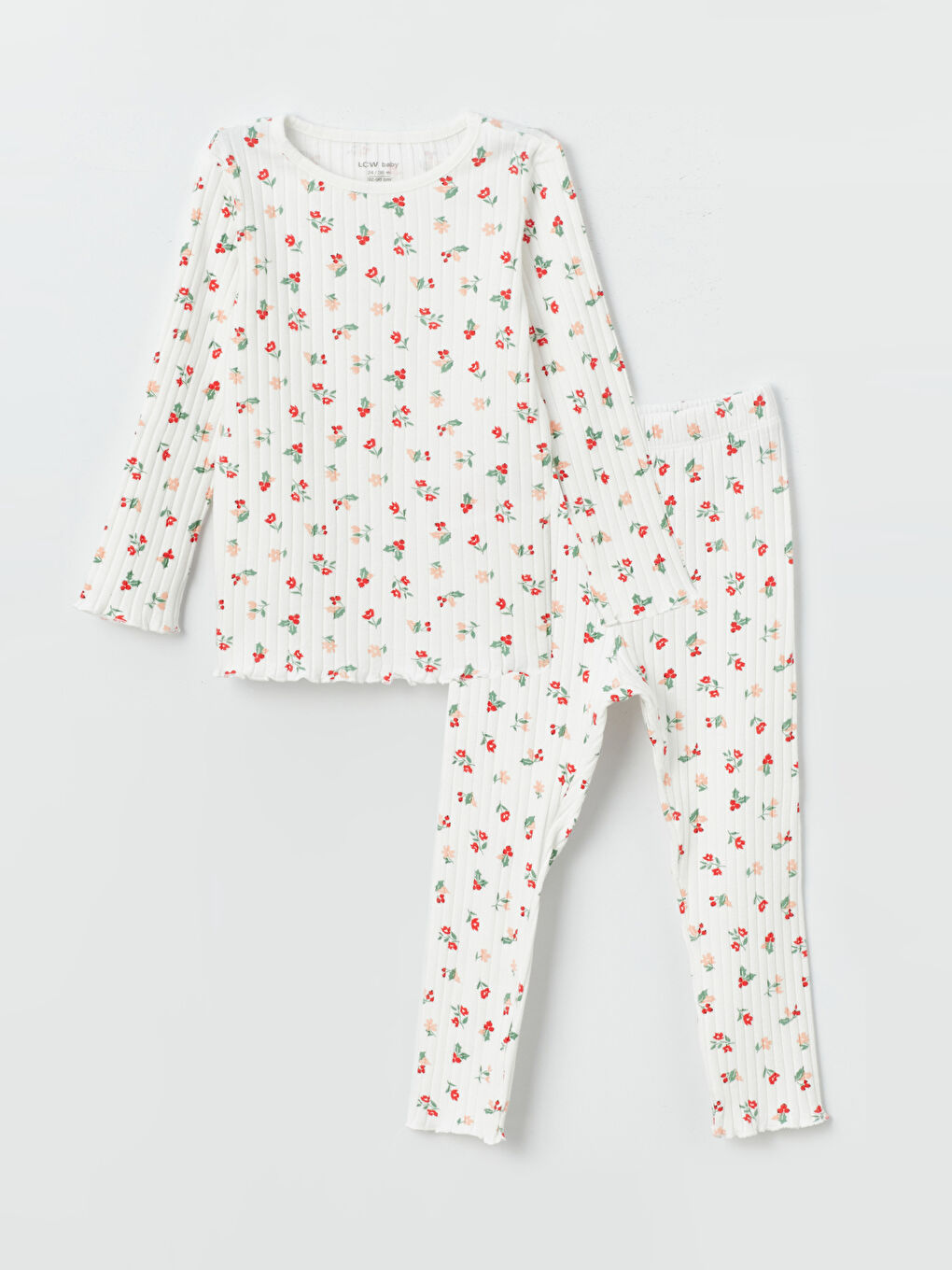 Crew Neck Patterned Long Sleeve Baby Girl Pajama Set W3AE61Z1LRA