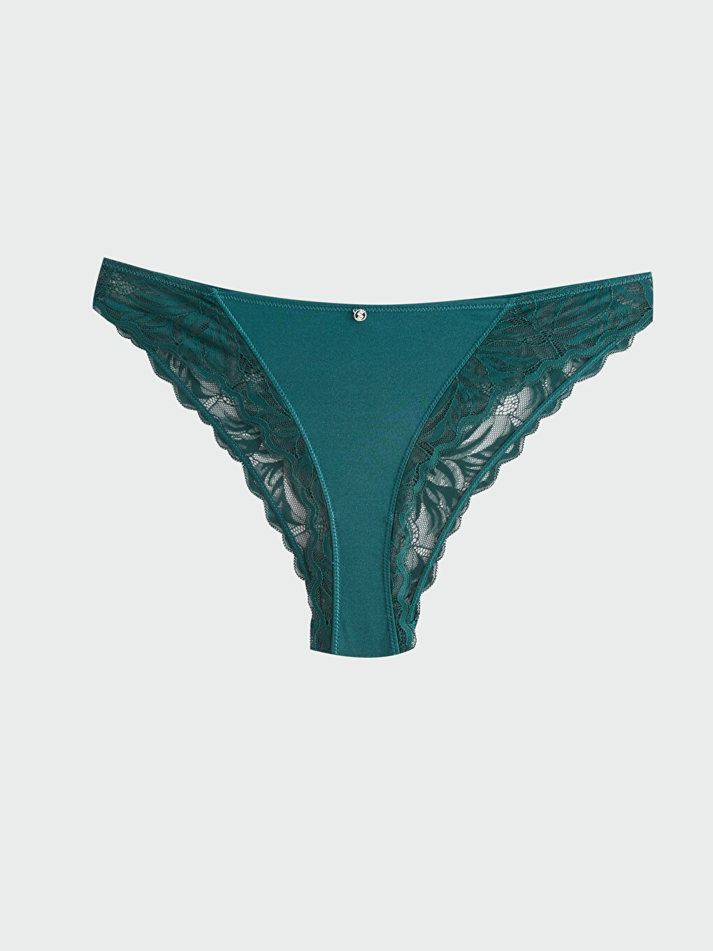 Green microfibre and lace Brazilian panty