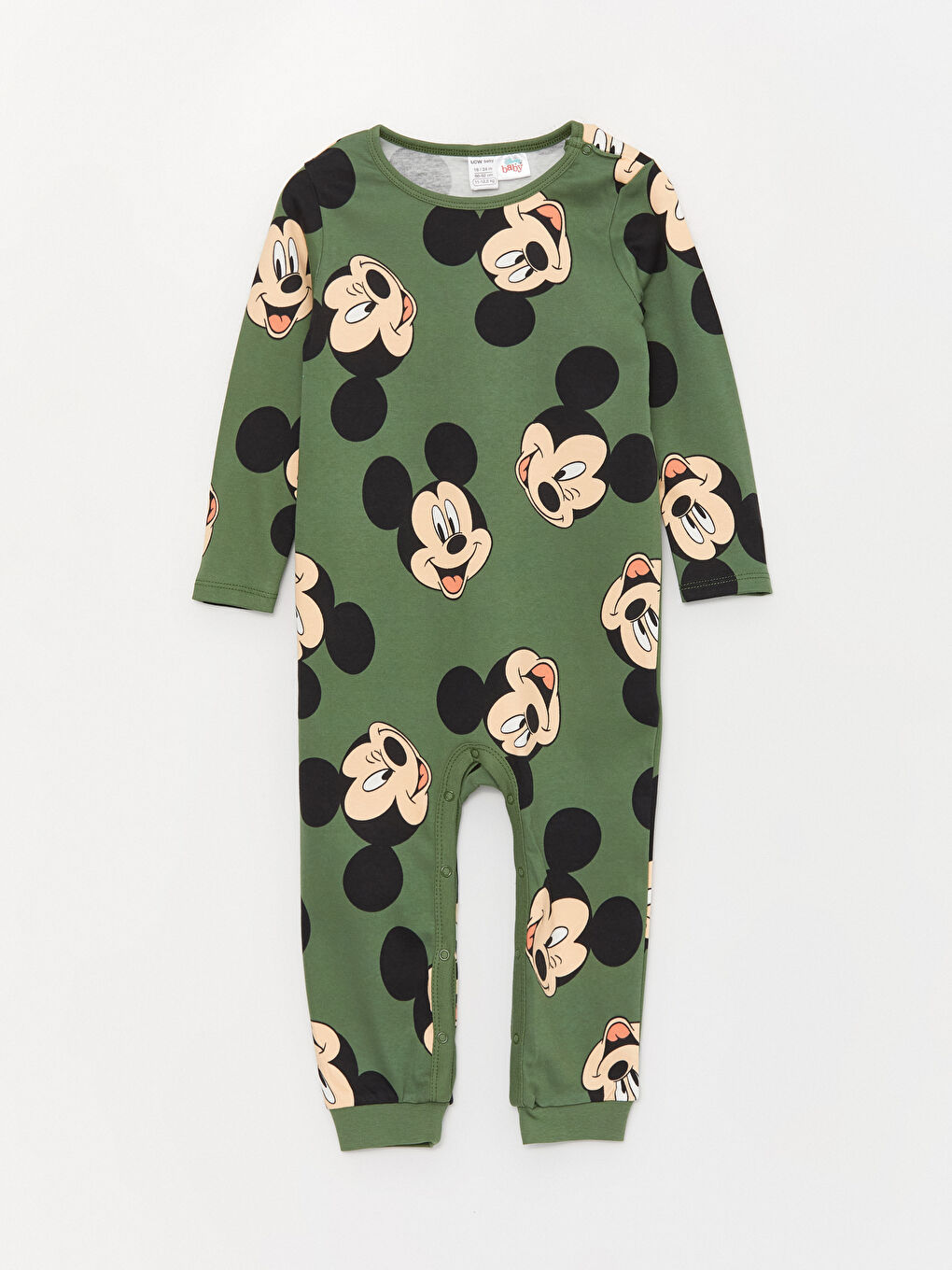 Crew Neck Long Sleeve Mickey Mouse Printed Baby Boy Jumpsuit 2