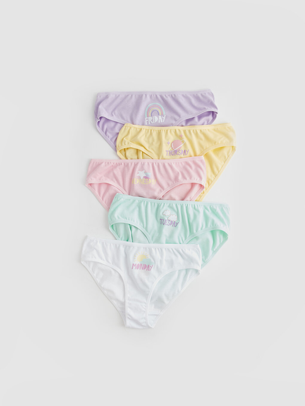 Printed Cotton Girls' Panties 5 Pack -W3AV47Z4-E5X - W3AV47Z4-E5X