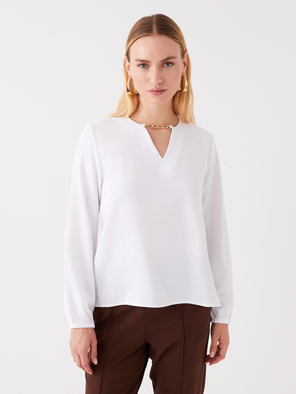 Turtleneck Straight Long Sleeve Women Blouse W3BO56Z8 FEW