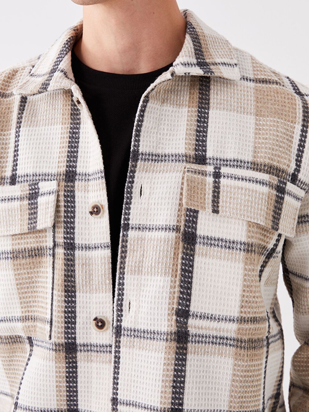 Regular Fit Long Sleeve Plaid Men's Flannel Shirt Jacket