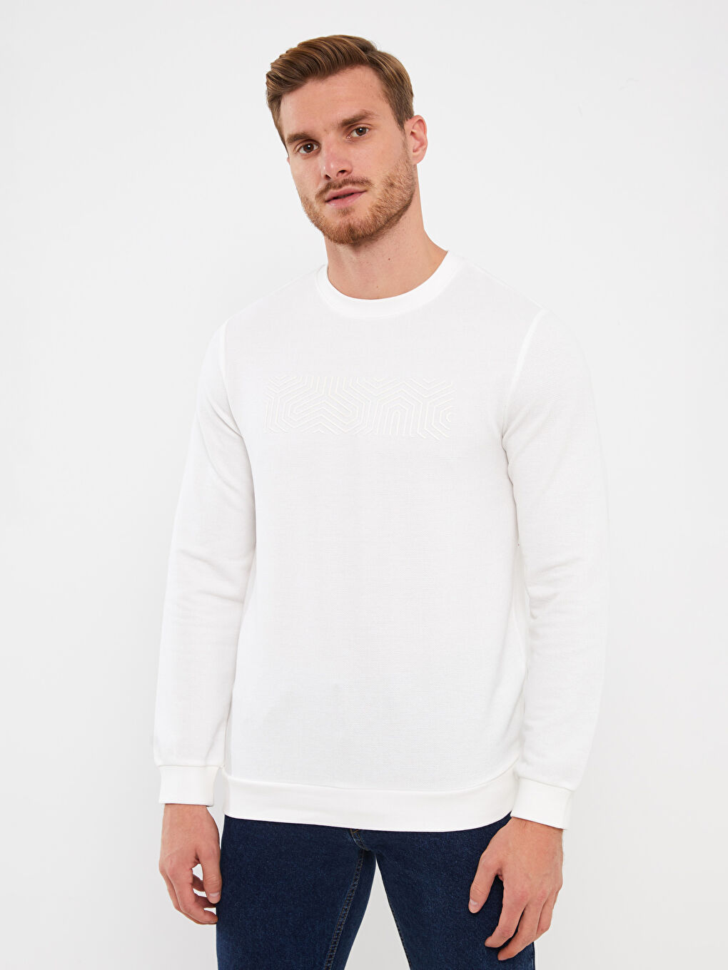 Crew Neck Long Sleeve Printed Men s Thick Sweatshirt W3CF75Z8 R9J W3CF75Z8 R9J LC Waikiki