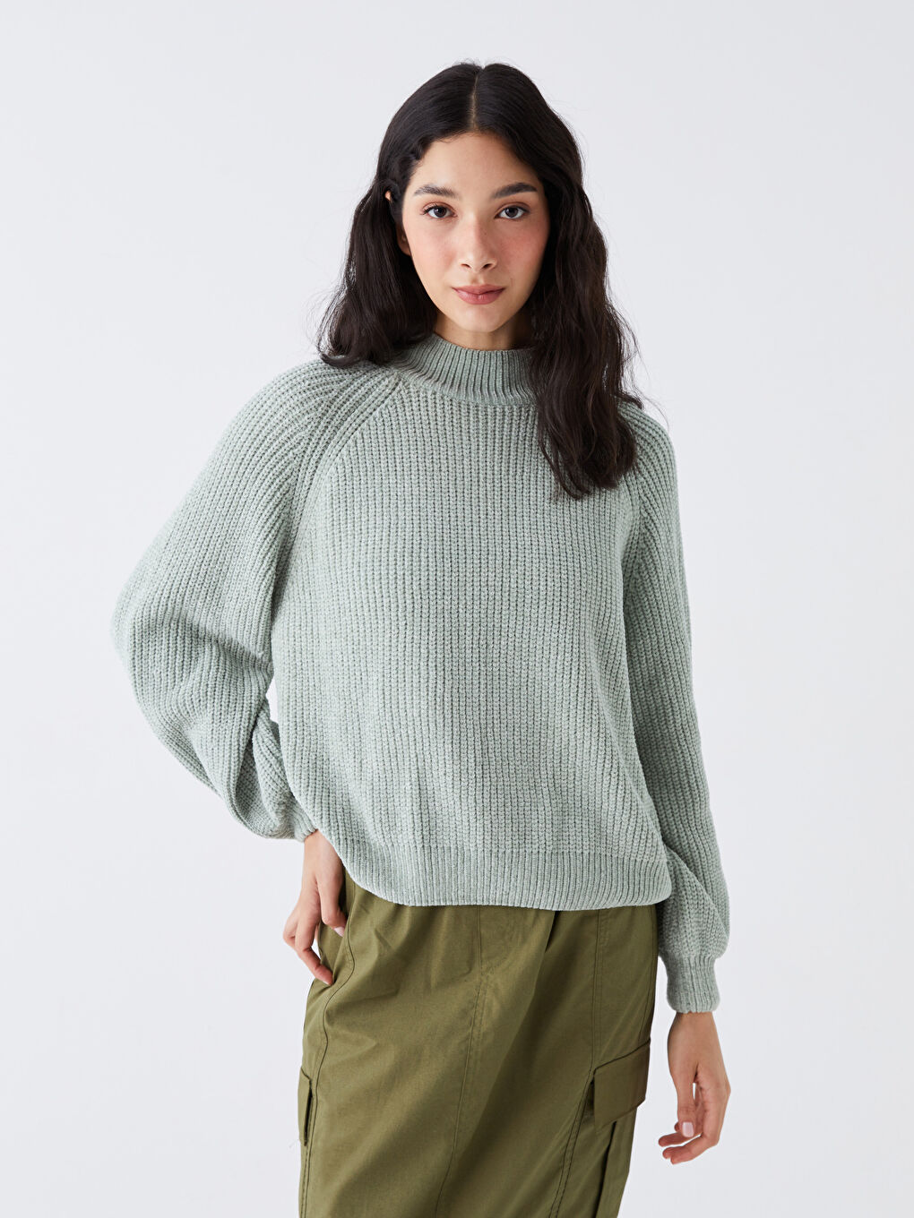 【あすつく】 Turtleneck Half Self Tricot Women's Sleeve Long Patterned クレンジング/メイク落とし