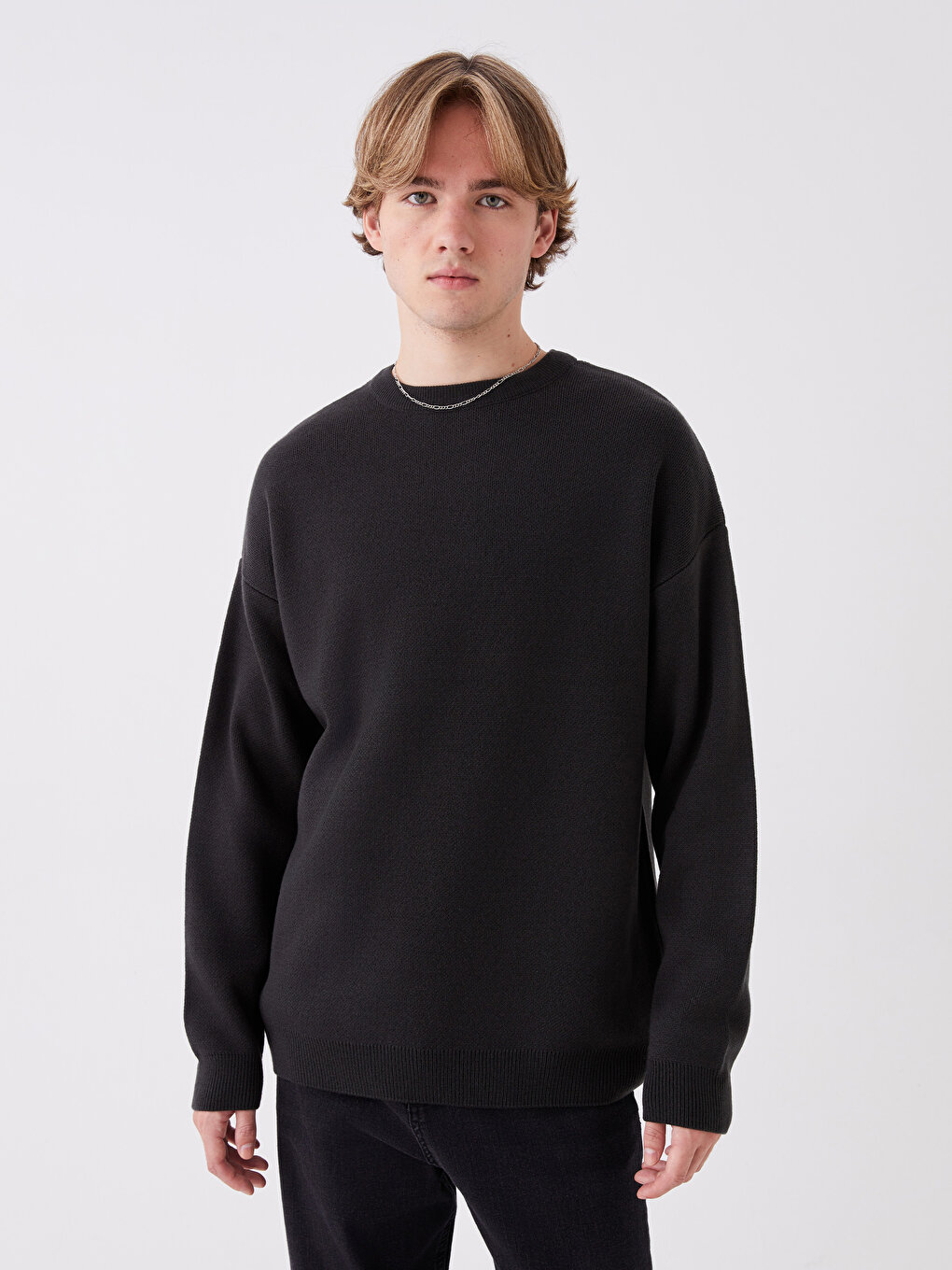 Crew Neck Long Sleeve Men's Tricot Sweater -W3CP76Z8-VY6 - W3CP76Z8-VY6 ...