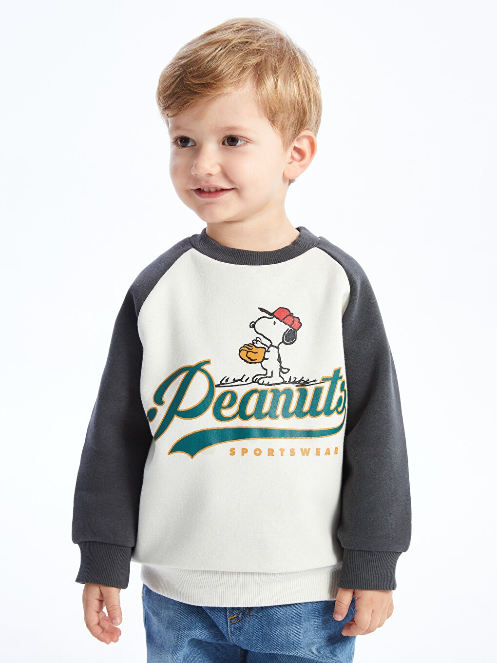 Crew Neck Long Sleeve Snoopy Printed Baby Boy Sweatshirt -W3DD96Z1