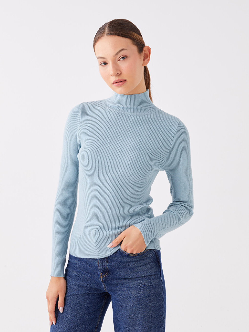 Expression Long Sleeve Turtle Neck Mixed Media Top – Modern