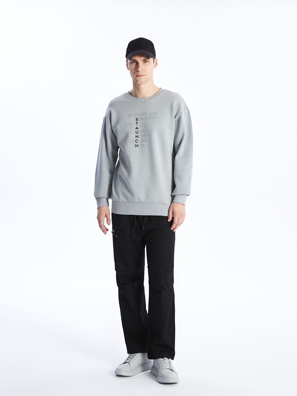 Crew Neck Printed Men's Thick Sweatshirt -W3DG36Z8-SM0