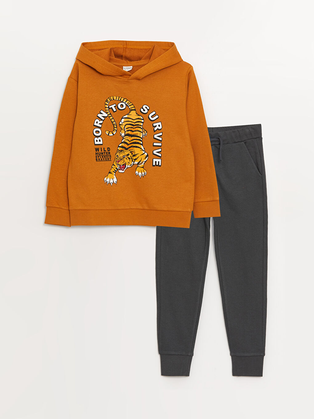 Printed Long Sleeve Boys Hoodie and Sweatpants W3DL21Z4 JX1 W3DL21Z4 JX1 LC Waikiki