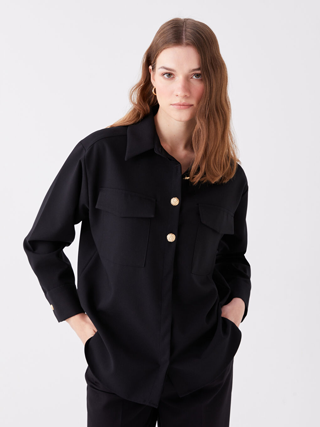 Oversized black on sale long sleeve shirt