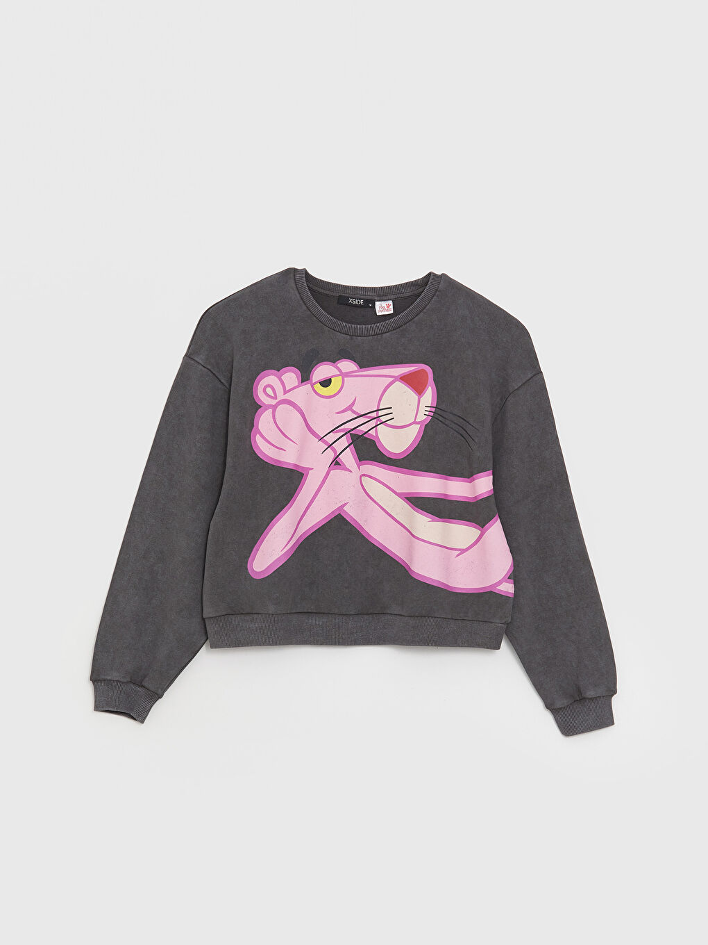 XSIDE Crew Neck Pink Panther Printed Long Sleeve Women's  -W3FH59Z8-VD1 W3FH59Z8-VD1 LC Waikiki