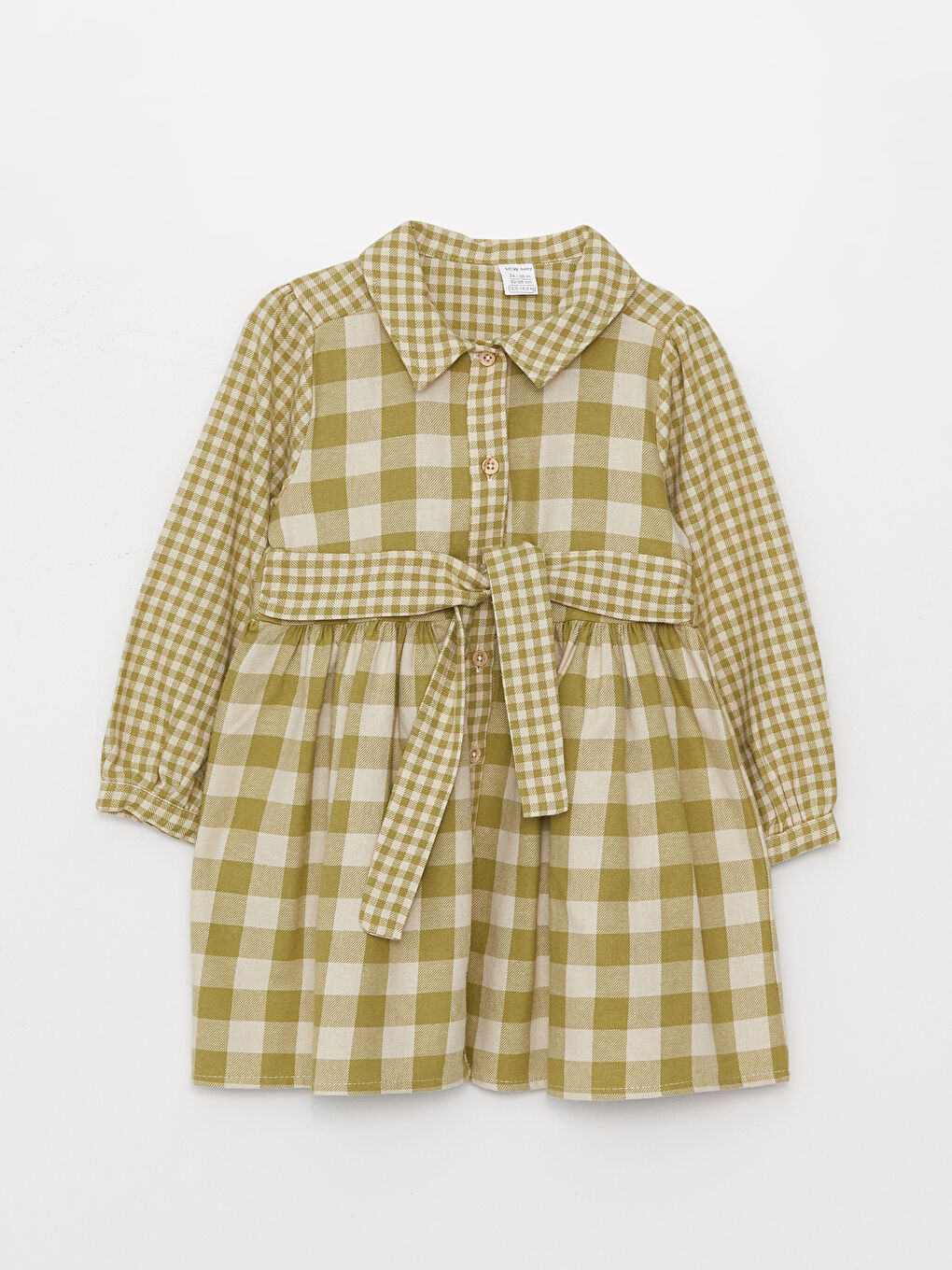 グランドセール 漫画 Dress Girl Baby Patterned Plaid Sleeve Long Neck Shirt -W3FM80Z1-LME Waikiki LC - W3FM80Z1-LME  - トップス
