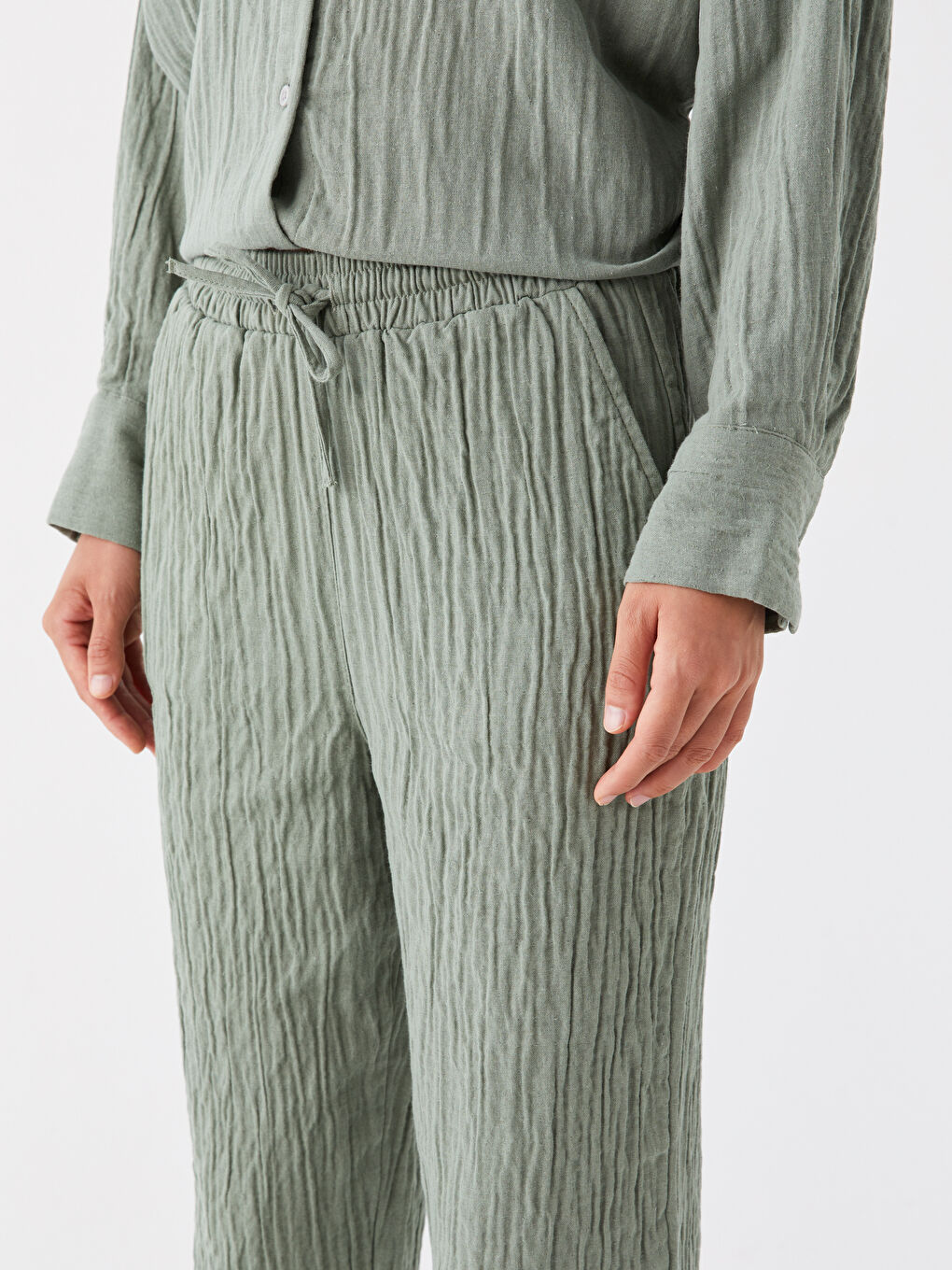 Carrot Cut Women Pants With Elastic Waist -W3GD82Z8-GN2