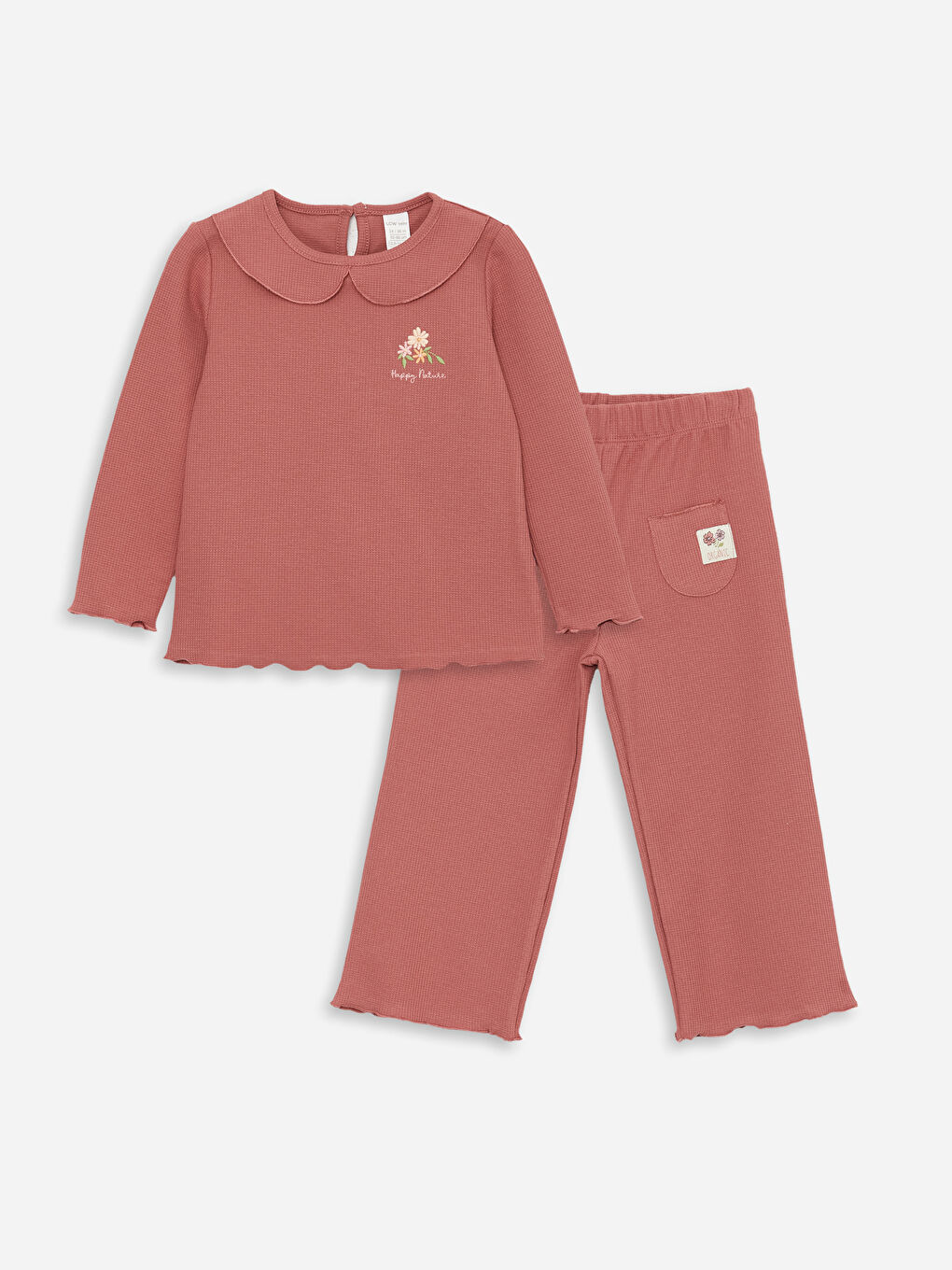 Bebe Collar Long Sleeved Baby Girl Sweatshirt and Pants 2 Pack Set