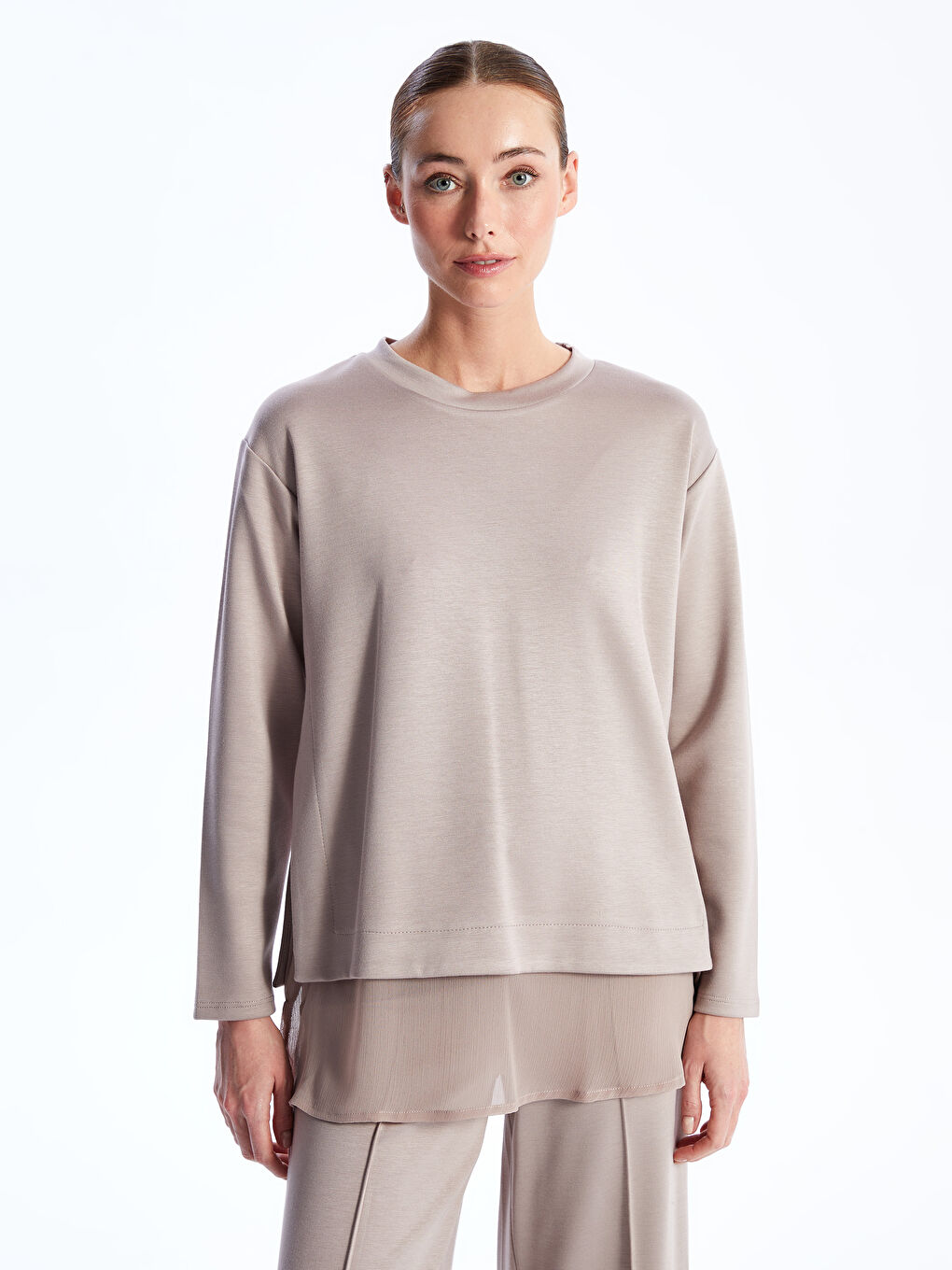 Tunic crew neck sale sweatshirt