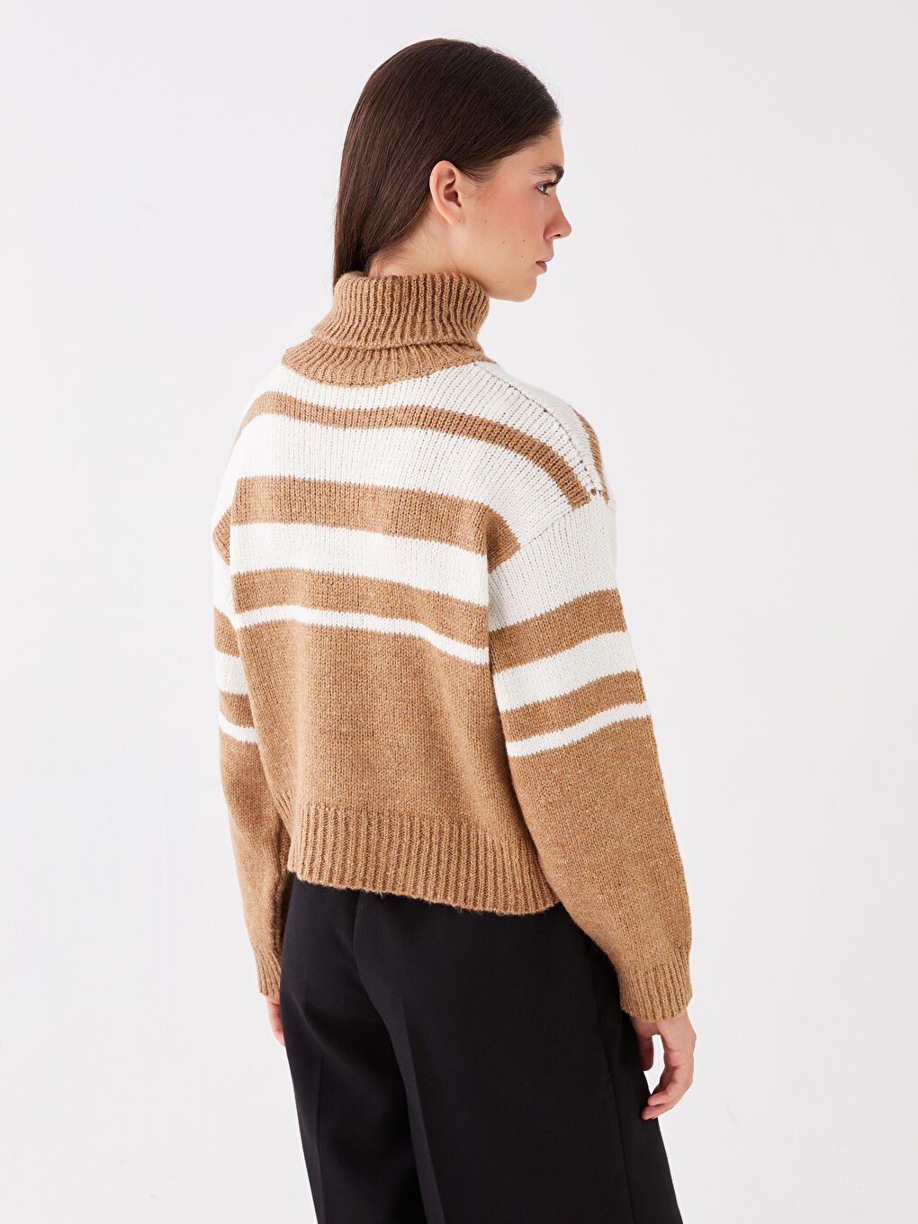Mock neck varsity stripe sweater shop