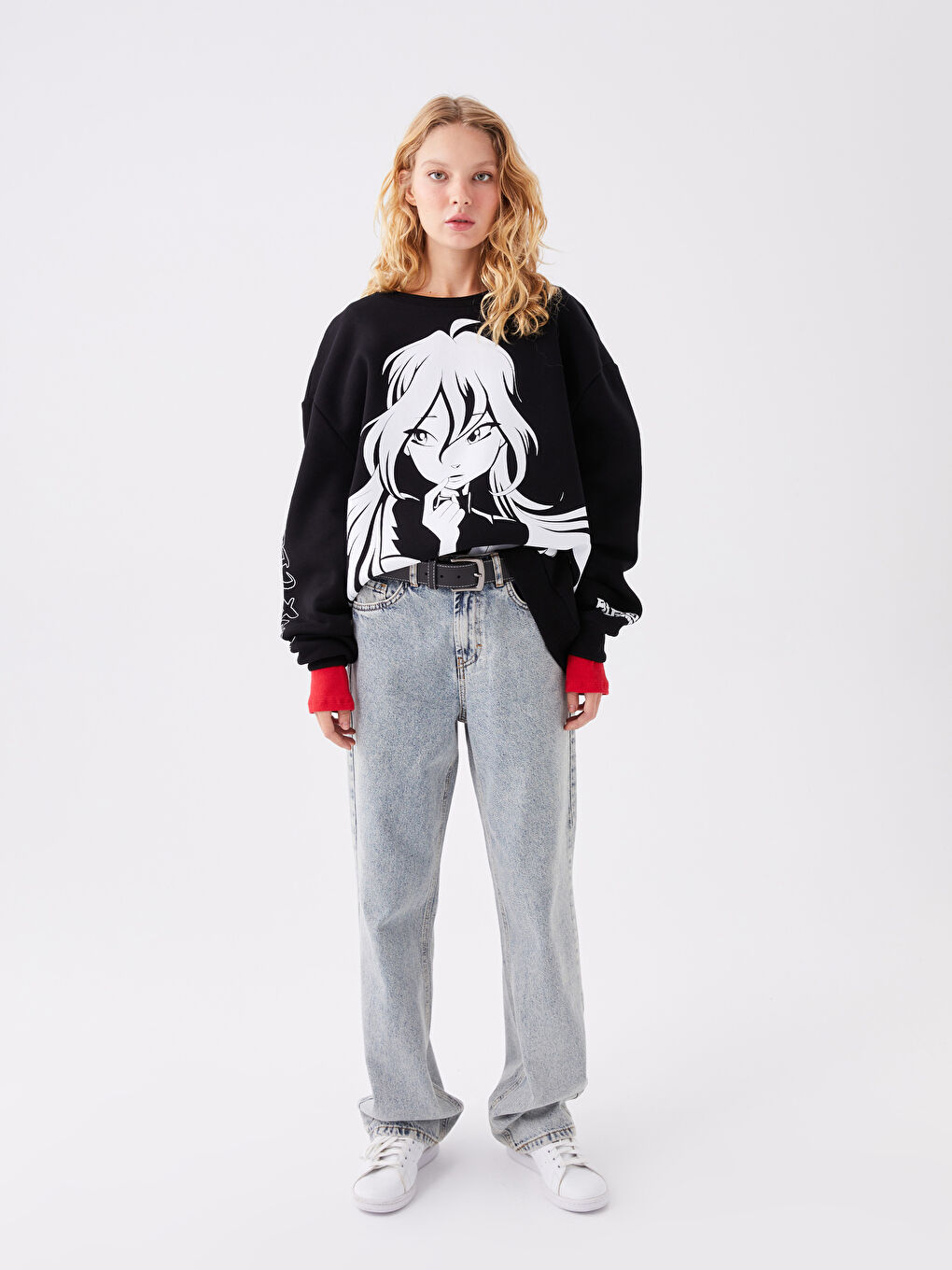 Crew Neck Winx Club Printed Oversize Women's Thick