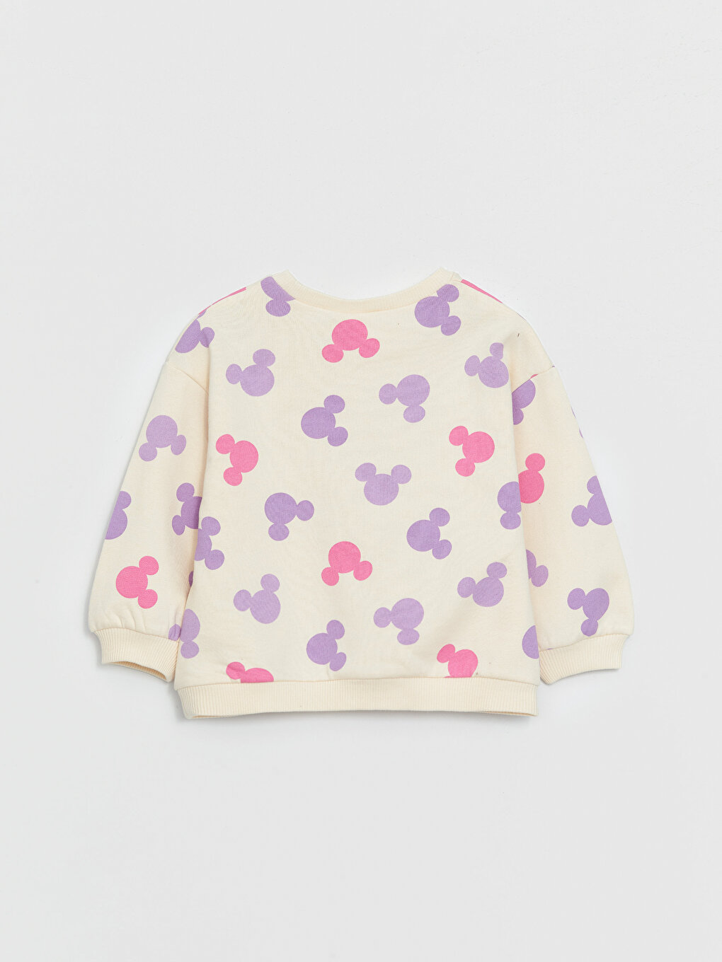 Crew Neck Long Sleeved Minnie Mouse Printed Baby Girl Sweatshirt