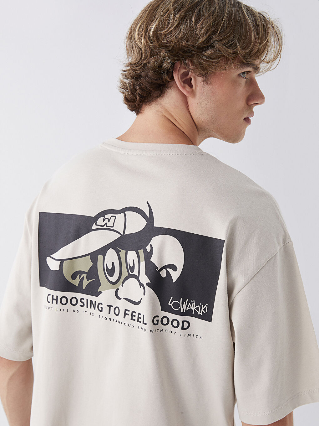 Crew Neck Short Sleeve Nostalgic Monkey Printed Combed Crew Neck Short Sleeve Nostalgic Monkey Printed Combed