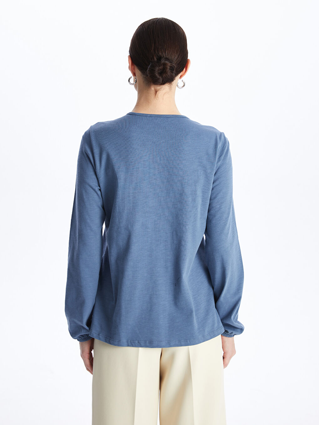 Tie Neck Flower Long Sleeve Women's Blouse -W3IU91Z8-H8X - W3IU91Z8-H8X -  LC Waikiki