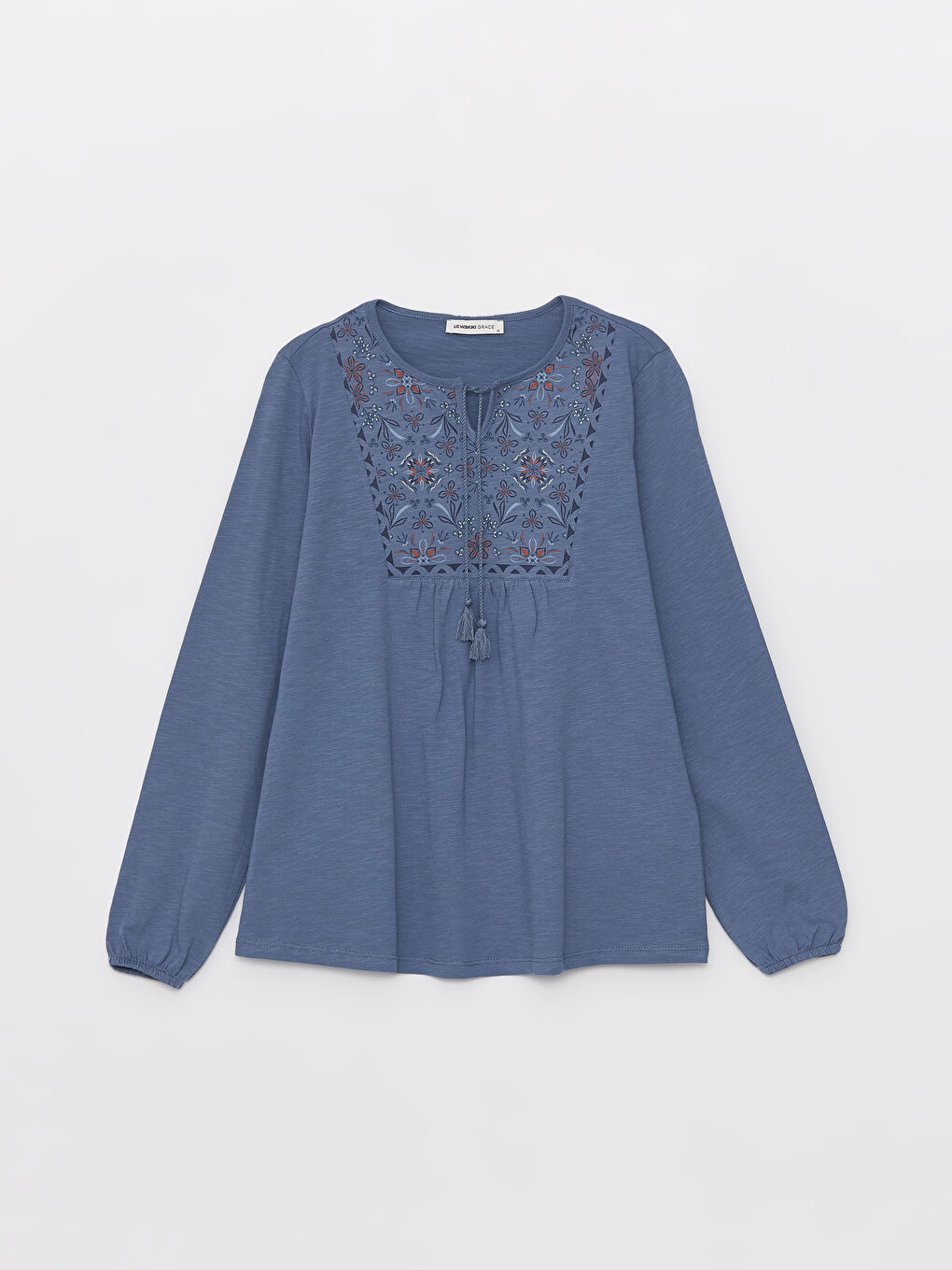 Tie Neck Flower Long Sleeve Women's Blouse -W3IU91Z8-H8X - W3IU91Z8-H8X -  LC Waikiki