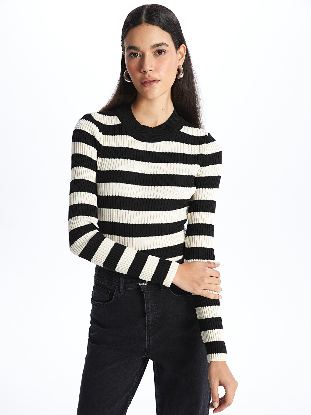 Pull Tricot Coton Femme Col V - Manches Longues - Pull Oversize Couleur Unie