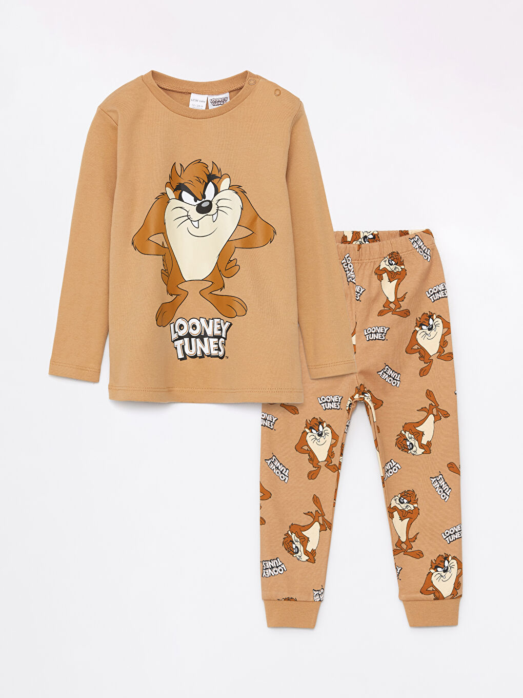 Crew Neck Tasmanian Devil Printed Baby Boy Pajama Set