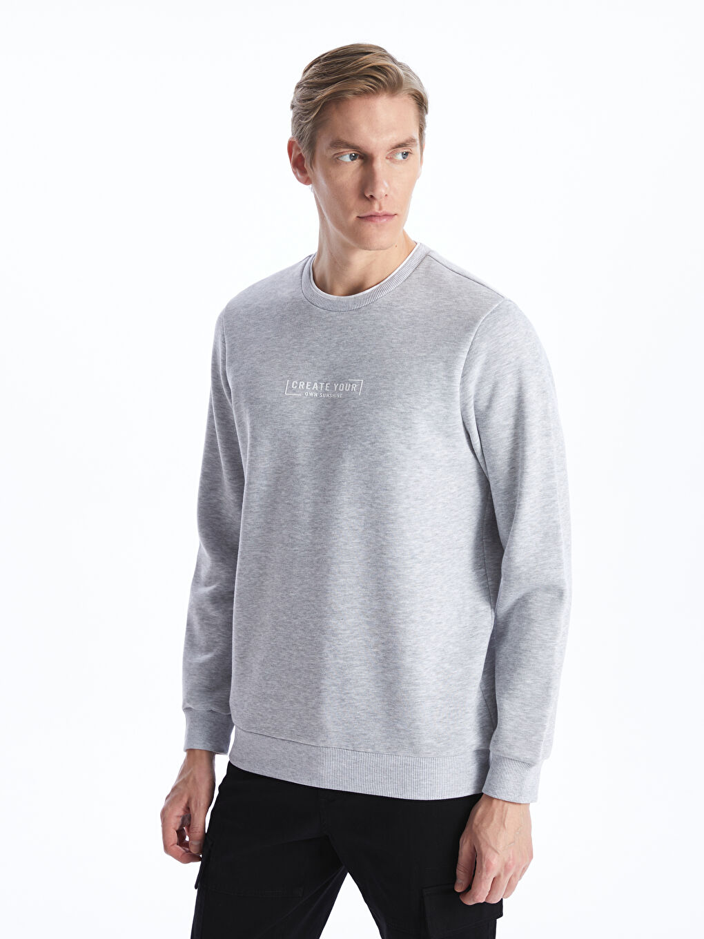Crew Neck Long Sleeve Printed Men's Thick Sweatshirt -W3KI35Z8-LAL -  W3KI35Z8-LAL - LC Waikiki