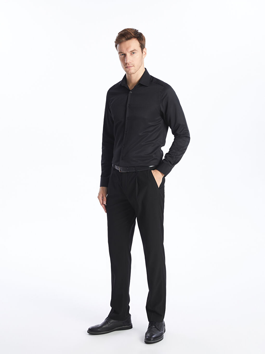 Slim Fit Long Sleeve Gabardine Men's Shirt -S40294Z8-RQL Slim Fit Long Sleeve Gabardine Men's Shirt -S40294Z8-RQL