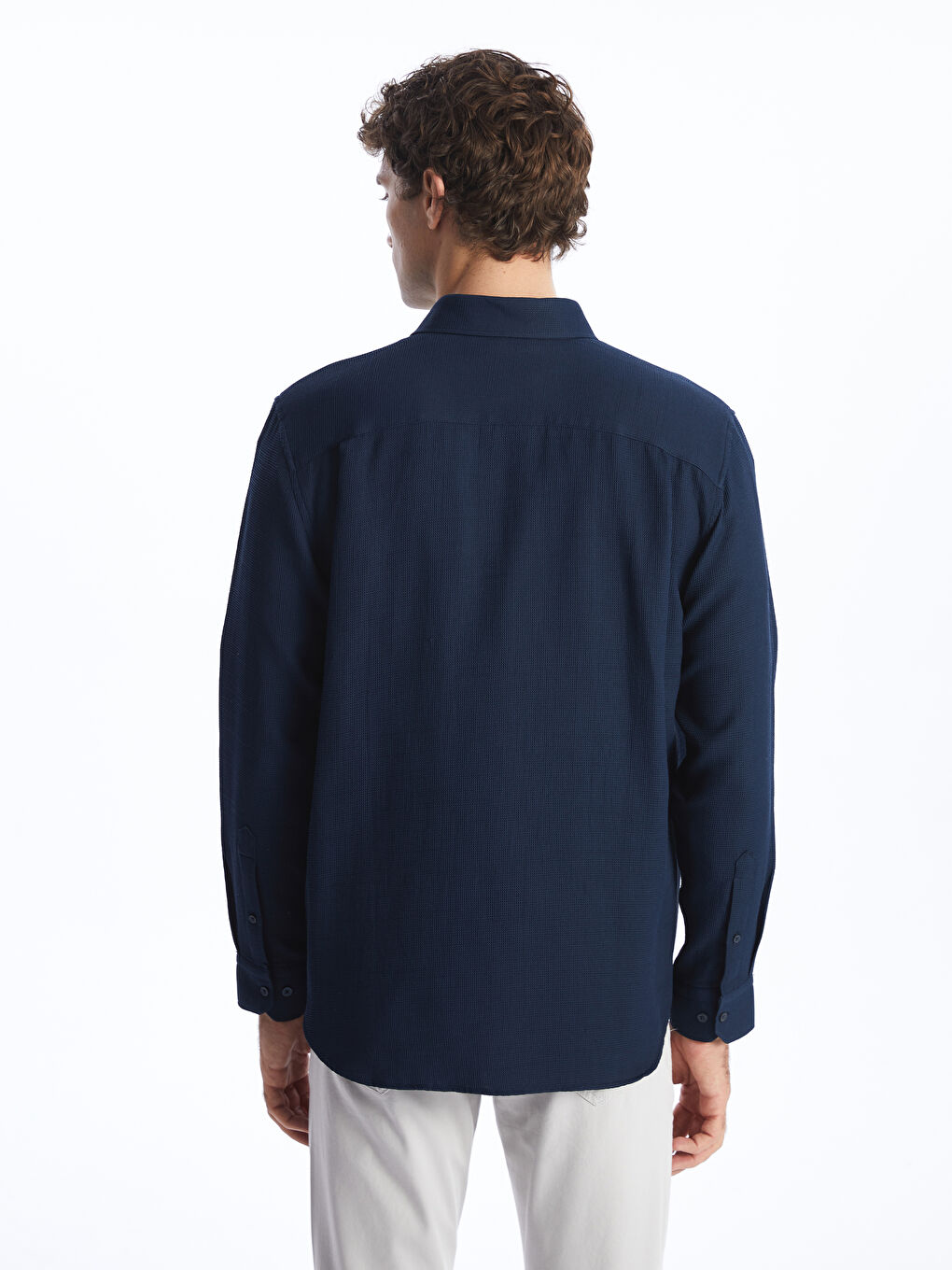 Regular Fit Long Sleeve Dobby Weave Men's Shirt -S40311Z8 Regular Fit Long Sleeve Dobby Weave Men's Shirt -S40311Z8