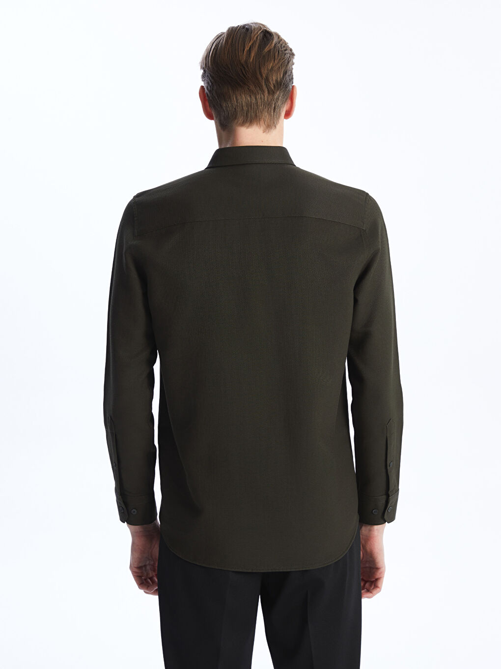 Slim Fit Long Sleeve Dobby Weave Men's Shirt -S40312Z8-HDL