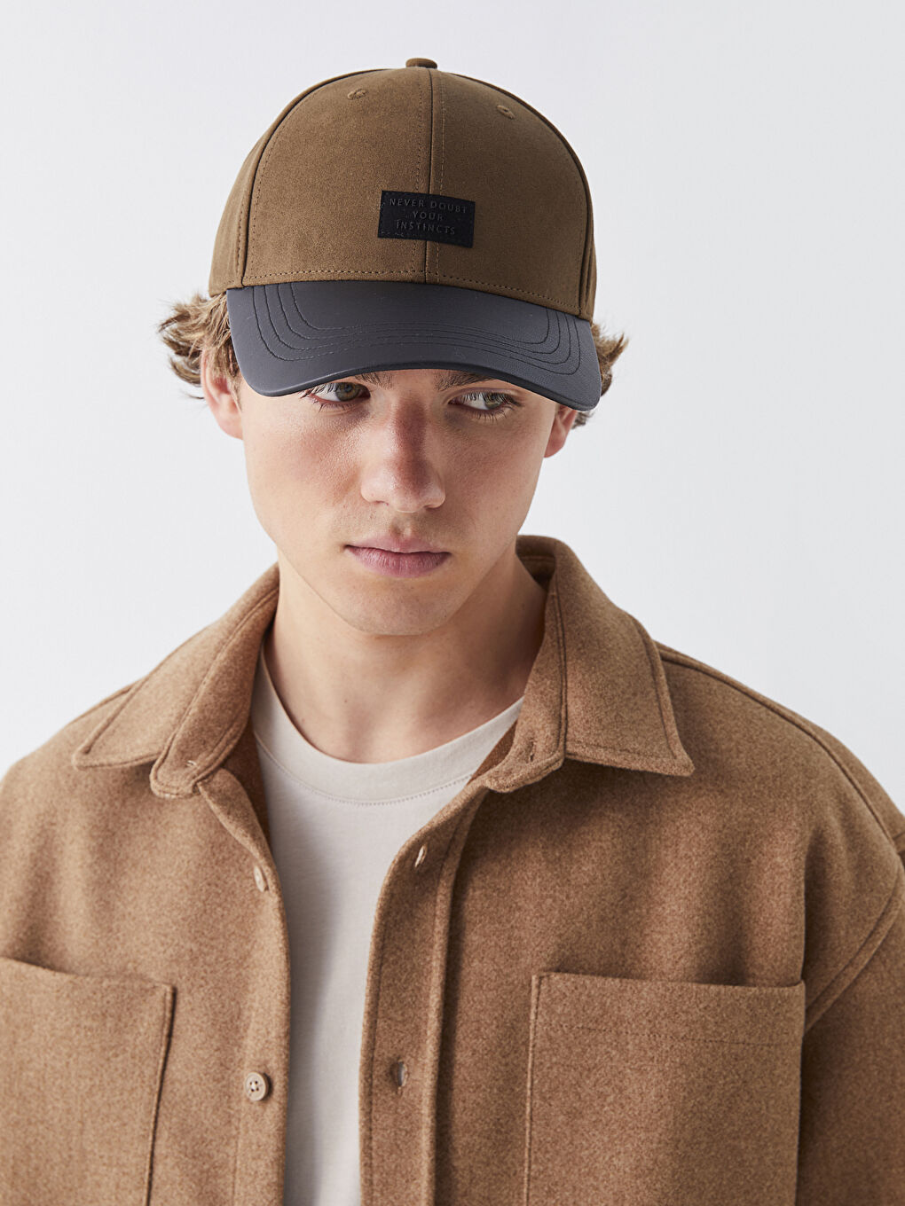 Men s Suede Cap Hat With Label Embroidery S40532Z8 CRR S40532Z8 CRR LC Waikiki