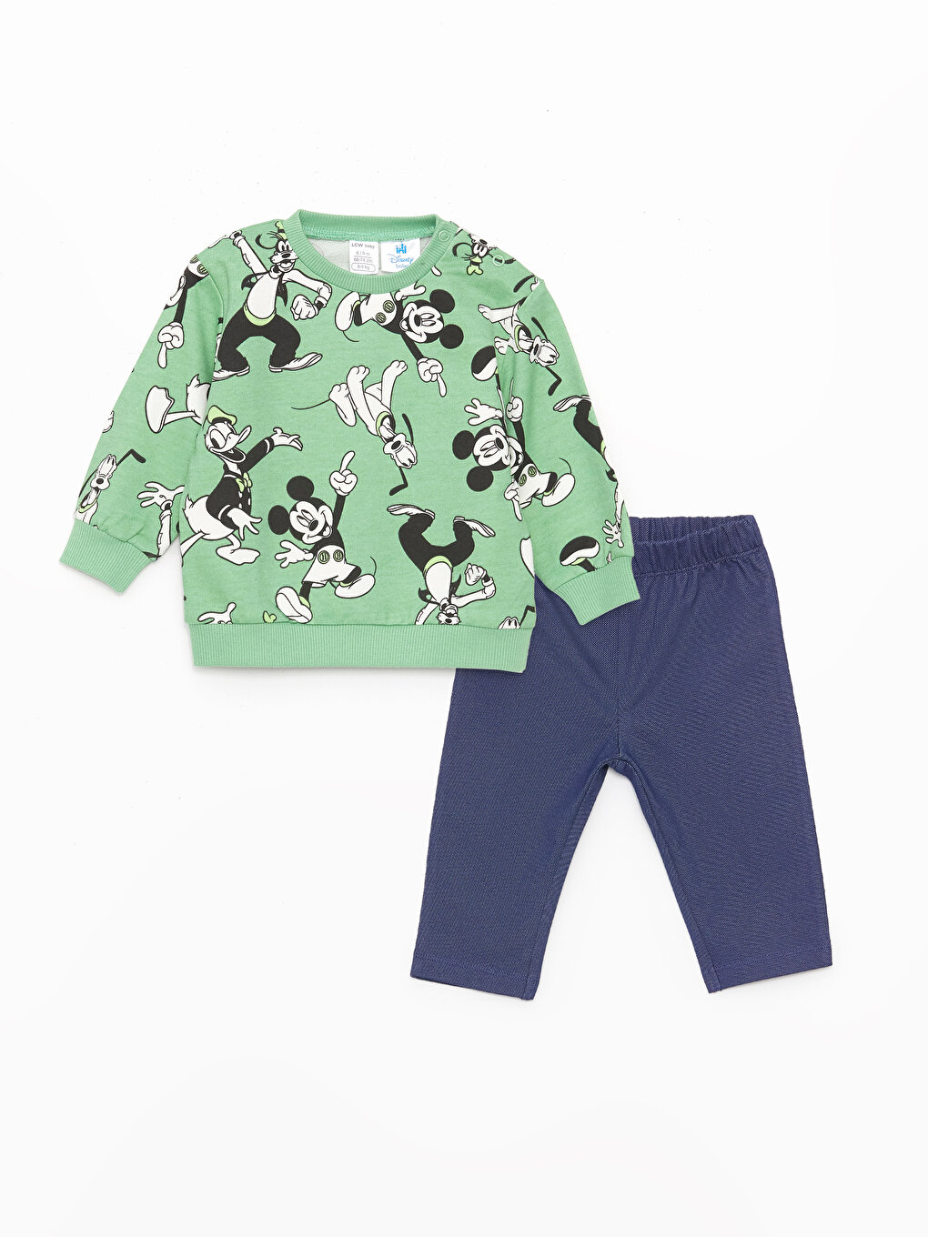 Crew Neck Mickey Mouse Printed Baby Boy T-Shirt and Tracksuit 