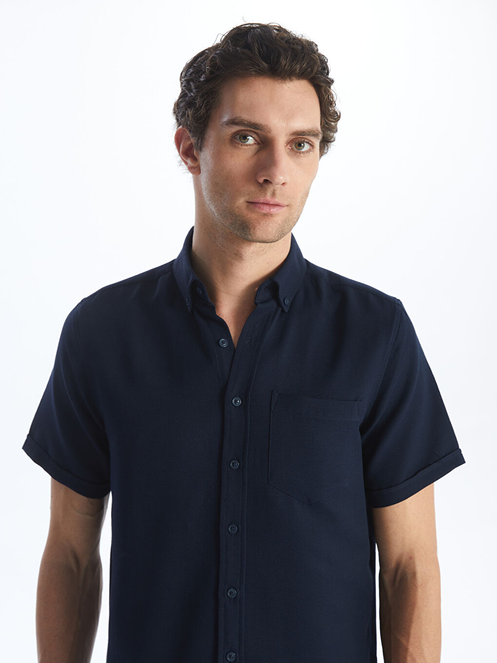 Regular Fit Men's Short Sleeve Dobby Shirt -S41086Z8-RFH - S41086Z8-RFH ...
