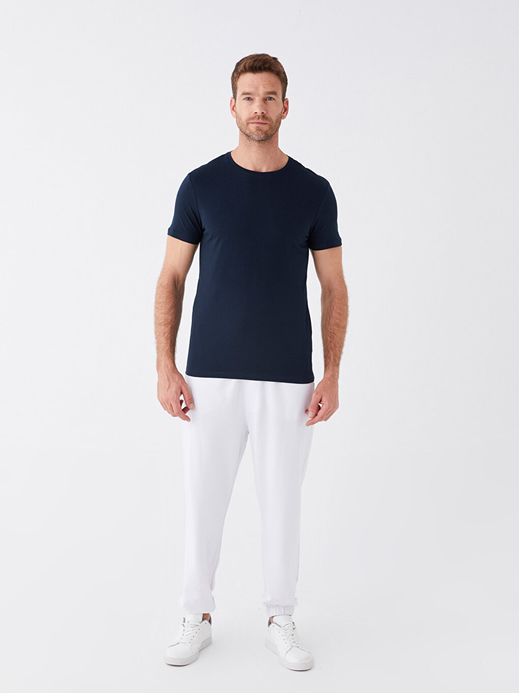 Crew Neck Short Sleeve Combed Cotton Men's T-shirt -S41096Z8-KN7 