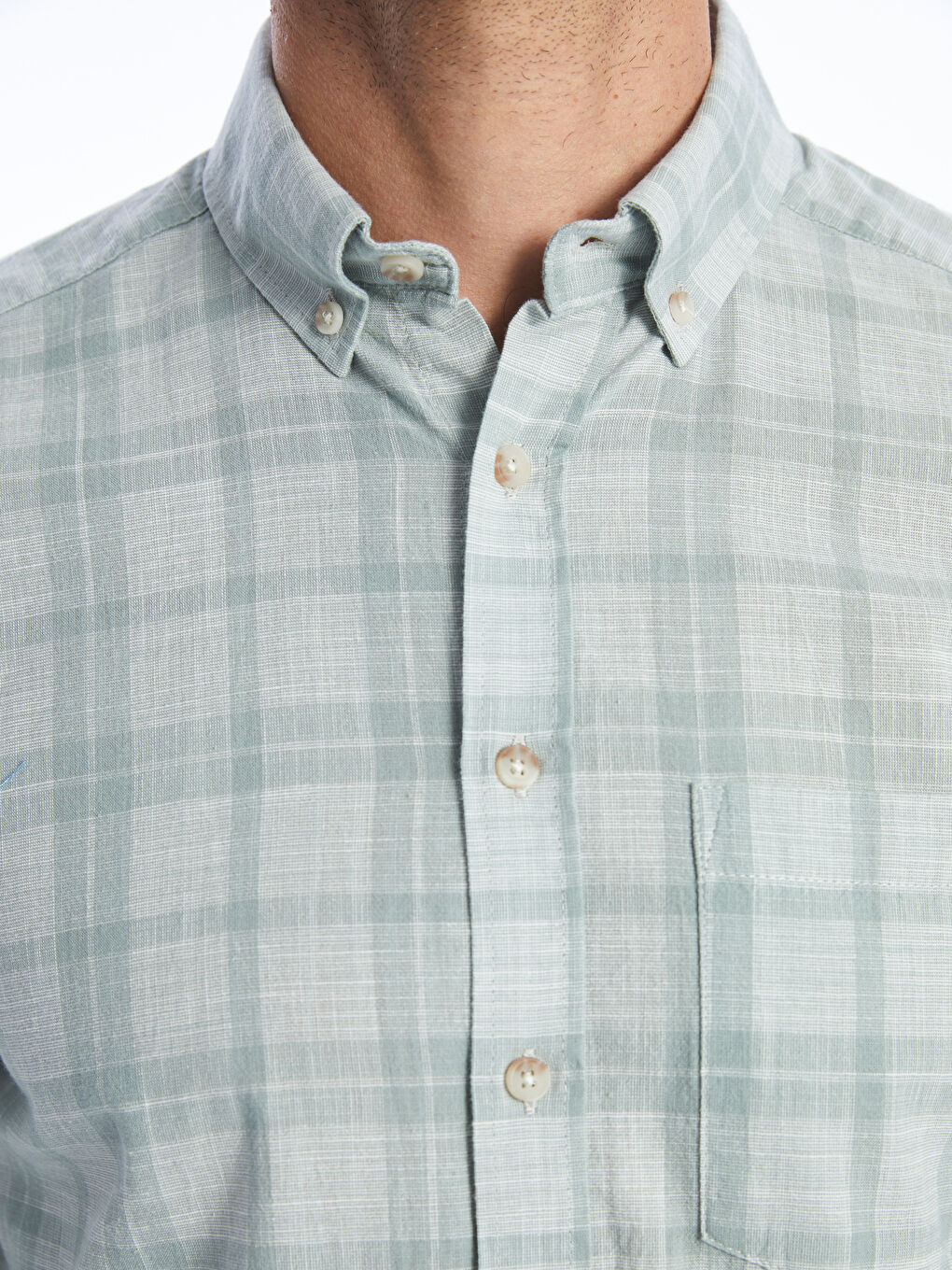 Regular Fit Long Sleeve Plaid Poplin Men's Shirt -S41363Z8
