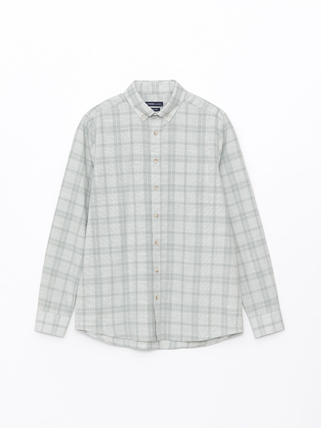 Regular Fit Long Sleeve Plaid Poplin Men's Shirt -S41363Z8