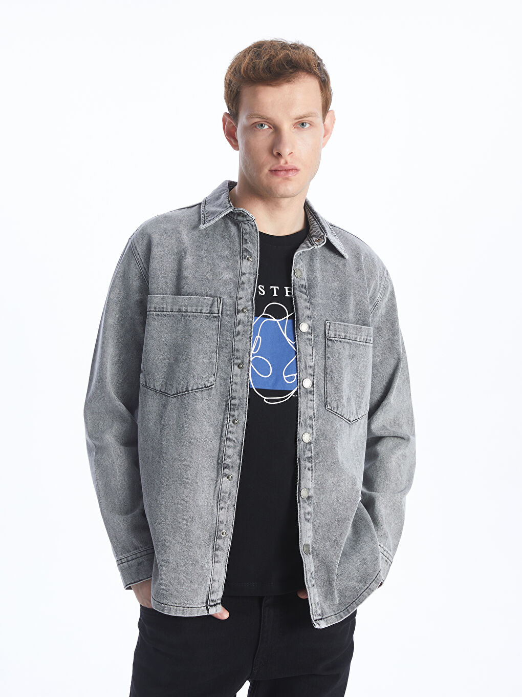 XSIDE Regular Fit Long Sleeve Men's Denim Shirt -S41441Z8