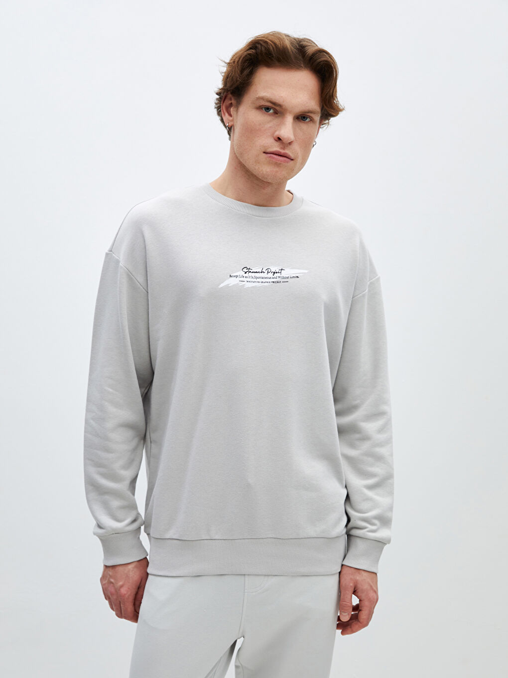 Crew Neck Long Sleeve Men's Sweatshirt -S41449Z8-VK7