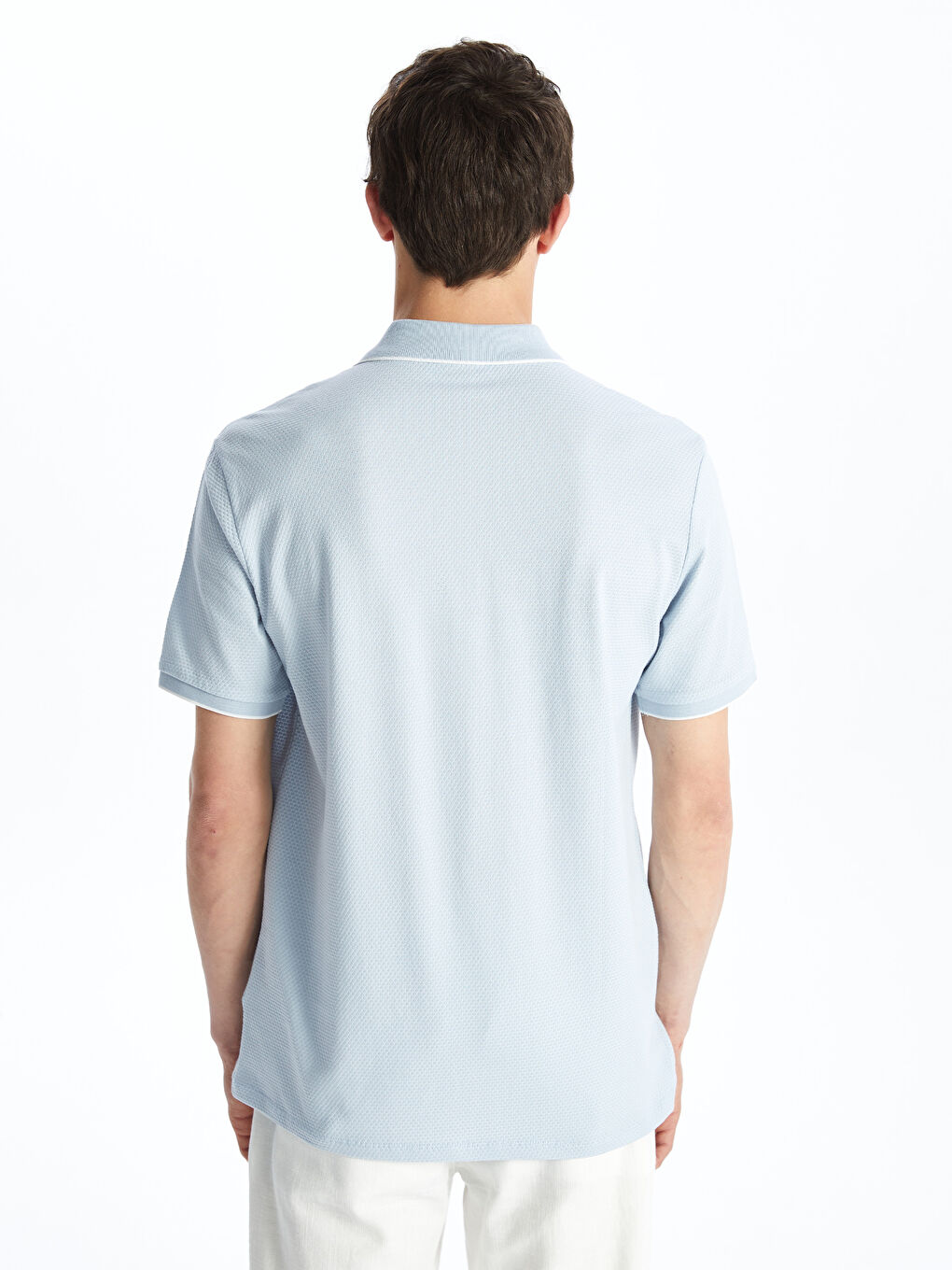 Polo Neck Short Sleeve Men's Textured T-Shirt -S41884Z8-GCT