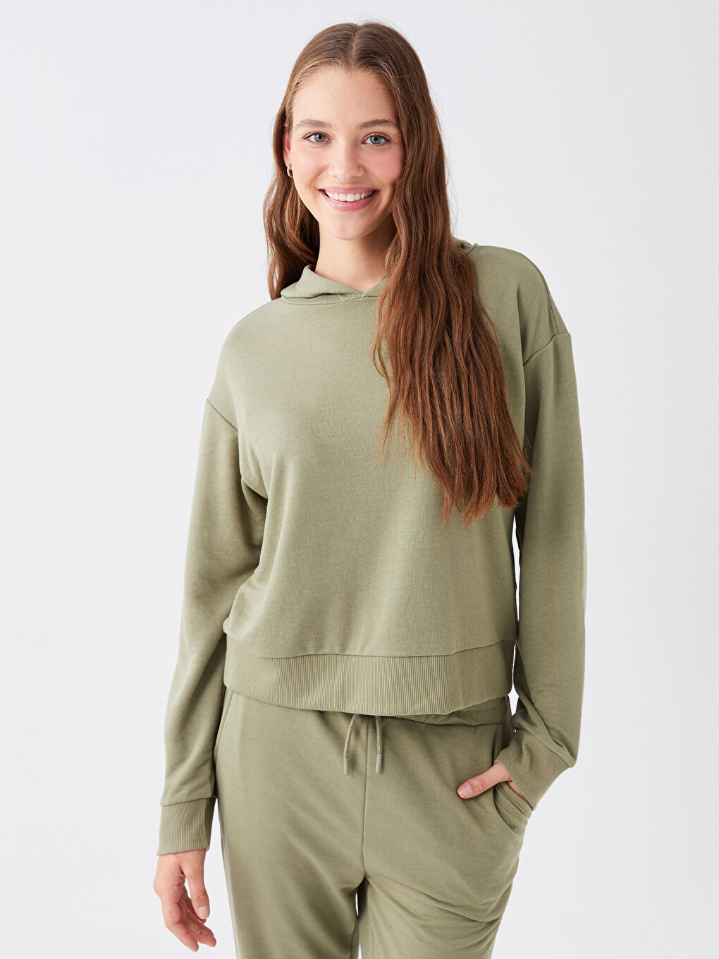 Plain best sale khaki hoodie