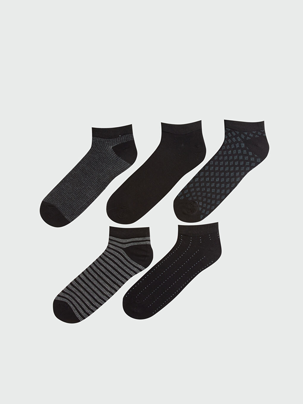 Patterned Men's Bamboo Booties Socks 5 Pack -S43791Z8-K00