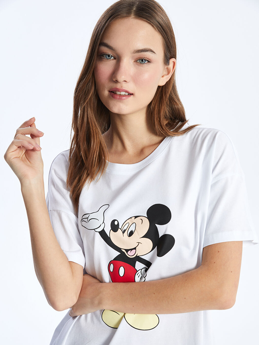 Crew Neck Mickey Mouse Printed Short Sleeve Womens Pajamas Set