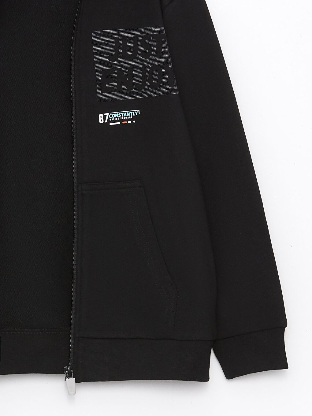 Hooded Printed Long Sleeve Boy Zippered Sweatshirt -S45376Z4-CVL -  S45376Z4-CVL - LC Waikiki