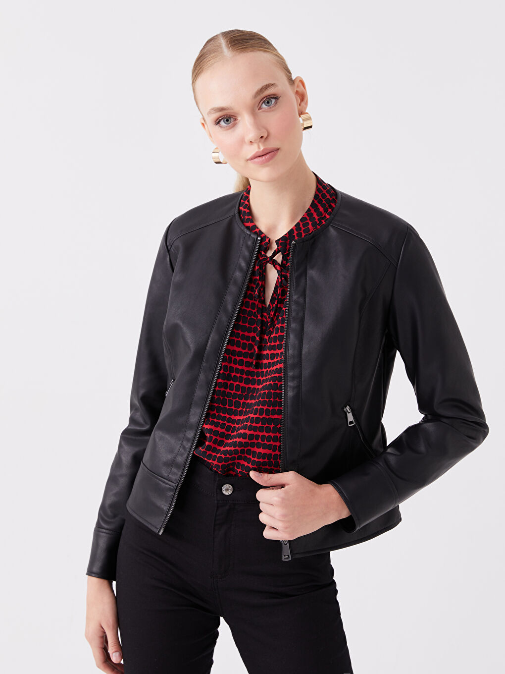Plain leather jacket online