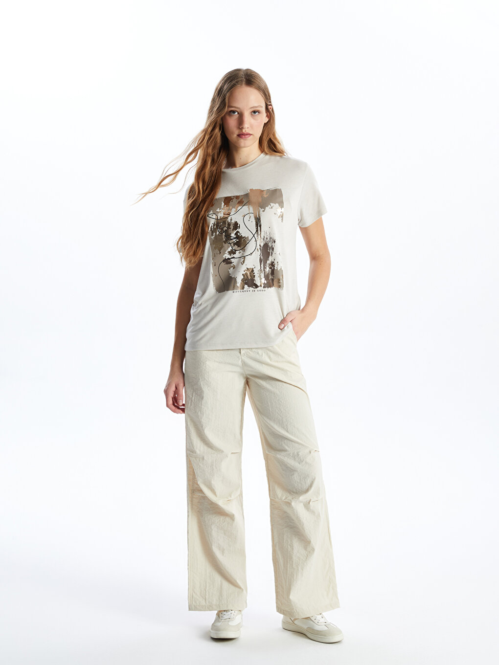 Crew Neck Printed Short Sleeve Women's T-shirt -S46292Z8-G5M 