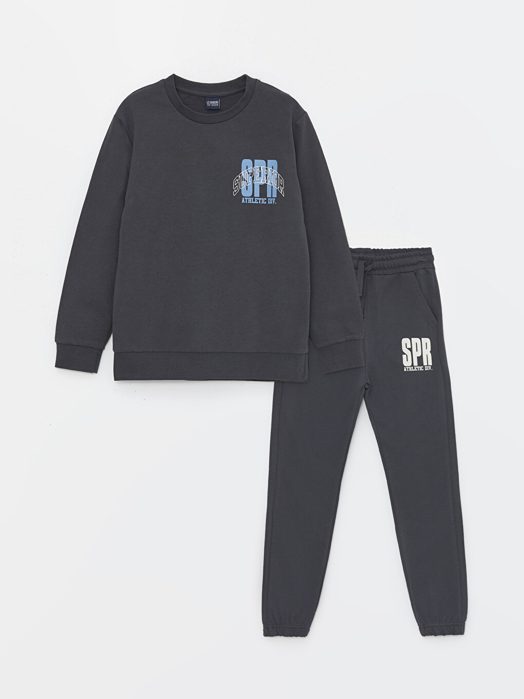 Crew Neck Printed Long Sleeve Boy Sweatshirt and Sweatpants 