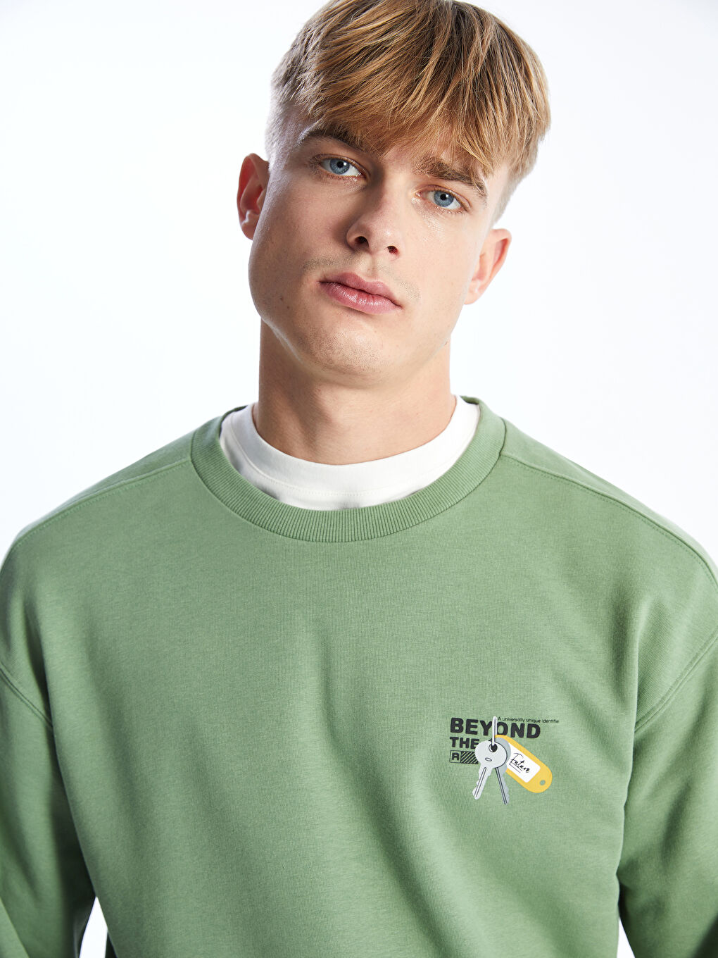 Crew Neck Long Sleeve Printed Men's Sweatshirt -S46864Z8-VK8 Crew Neck Long Sleeve Printed Men's Sweatshirt -S46864Z8-VK8