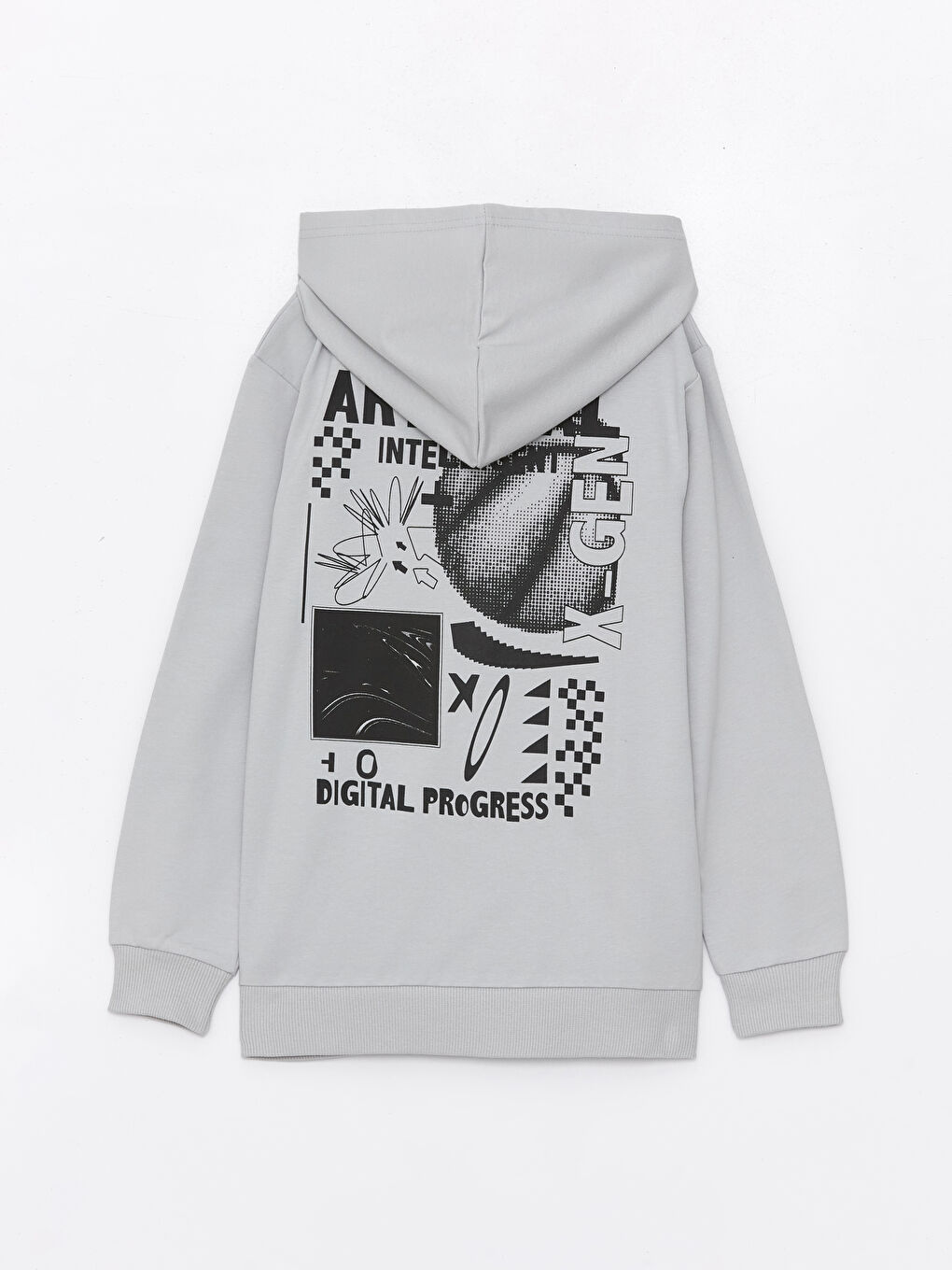 Hooded Printed Long Sleeve Boy Zippered Sweatshirt -S46907Z4-FKD -  S46907Z4-FKD - LC Waikiki